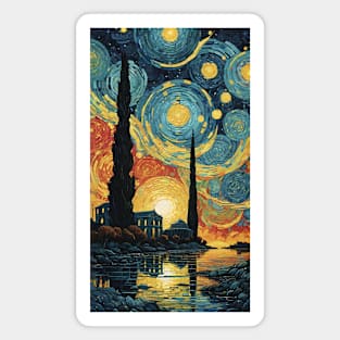 Starry Night Mosaic: Van Gogh's Celestial Symphony Magnet